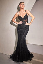 Load image into Gallery viewer, Margot Fitted Lace &amp; Beaded Mermaid Prom Formal Gown 740992THR-Black  LaDivine CD992 Cinderella Divine CD992