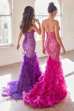 Load image into Gallery viewer, Monet Prom Dress Feather Accented Mermaid Gown LaDivine CC2308   CInderella Divine CC2308 7402308THR-NovaPurple