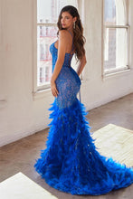 Load image into Gallery viewer, Monet Prom Dress Feather Accented Mermaid Gown LaDivine CC2308   CInderella Divine CC2308 7402308THR-Royal