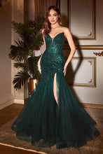 Load image into Gallery viewer, Perfection Prom Dress Strapless Sequin Mermaid Gown 740214TTK-Emerald LaDivine CD0214  Cinderella Divine CD0214