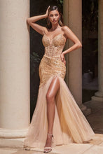 Load image into Gallery viewer, Perfection Prom Dress Strapless Sequin Mermaid Gown 740214TTK-Gold LaDivine CD0214 Cinderella Divine CD0214