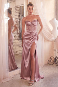 Prive Prom Dress Daisy Embellished Strapless Gown 740295TRR-DustyRose   Cinderella Divine CD295 LaDivine CD295