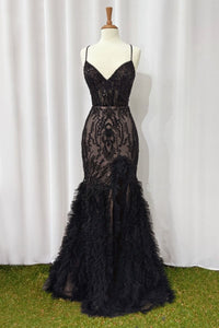 Romance Formal Dress Fitted Beaded Mermaid Gown 6201299TWR-BlackNude  Andrea & Leo A1299  LaDivine A1299