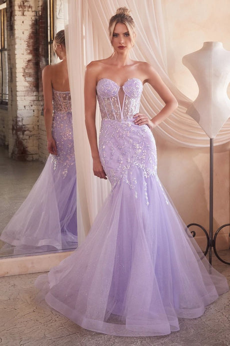 Raquel Prom Dress Strapless Mermaid  740139TIK-Lavender   LaDivine CB139 Cinderella Divine  CB139