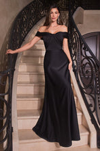 Load image into Gallery viewer, Ravish Prom Dress Satin Off the Shoulder A-line Gown 740325AK-Black LaDivine CD325  Cinderella Divine CD325