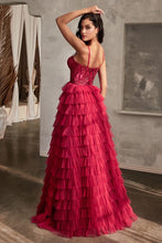 Load image into Gallery viewer, Reema Prom Dress Layered Tiered Ballgown 740143TKR-Burgundy Cinderella Divine CB143   LaDivine CB143