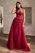 Load image into Gallery viewer, Reema Prom Dress Layered Tiered Ballgown 740143TKR-Burgundy Cinderella Divine CB143   LaDivine CB143