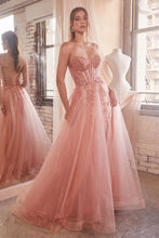 Load image into Gallery viewer, Reign Prom Dress Strapless Layered Tulle Ballgown 740230TRR-RoseGold  Cinderella Divine CD0230  LaDivine CD0230
