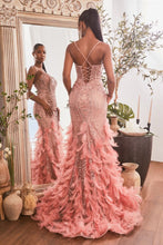 Load image into Gallery viewer, Remember Prom Dress Feathered Mermaid Gown 7401608TIR-Sage LaDivine CC1608 Cinderella Divine CC1608  Andrea &amp; Leo CC1608  7401608TIR-Rose