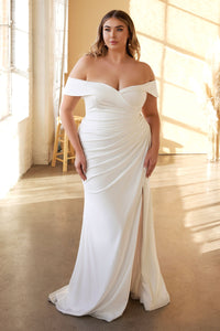 Rhea Formal Dress Off The Shoulder Fitted Gown 740930XW-White   Cinderella Divine CD930  LaDivine CD930
