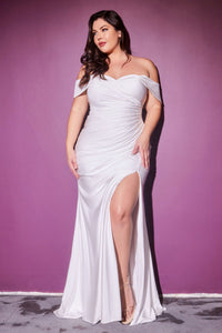 Rhea Formal Dress Off The Shoulder Fitted Gown 740930XW-White   Cinderella Divine CD930  LaDivine CD930