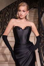 Load image into Gallery viewer, Signature Prom Dress Strapless Satin Corset Gown 740484XR-Black Cinderella Divine CDS484
