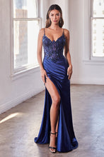 Load image into Gallery viewer, Spellbound Prom Dress Lace &amp; Satin Fitted Gown 740439TRR-Navy LaDivine CDS439