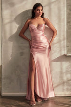 Load image into Gallery viewer, Spinosa Prom Dress Strapless Satin Gown 740157WK-DustyRose  Cinderella Divine C157  LaDivine C157