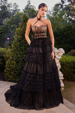 Load image into Gallery viewer, Starlet Prom Gown Ruffled Swiss Dot &amp; Tulle Dress 7401335HAK-Black/Nude Andrea &amp; Leo 1335