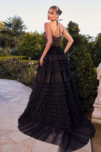 Starlet Prom Gown Ruffled Swiss Dot & Tulle Dress 7401335HAK-Black/Nude Andrea & Leo 1335