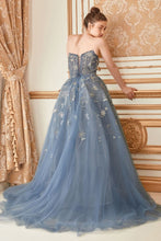 Load image into Gallery viewer, Stars Prom Dress Strapless Corset Back Ballgown. 740890HRR-DustyBlue Andrea &amp; Leo A0890