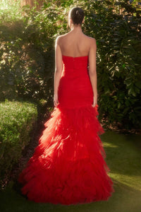 Suspense Prom Dress Strapless Mermaid Gown 6201337TAK-Red Andrea & Leo A1337