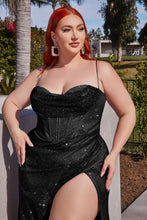 Load image into Gallery viewer, Glamour Corset Top Glitter Fabric Prom Dress 740254ER-Black     LaDivine CD254  Cinderella Divine CD254