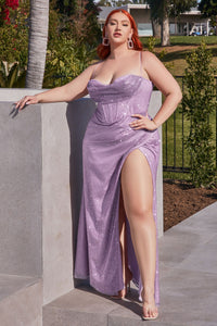 Glamour Corset Top Glitter Fabric Prom Dress 740254ER-Lavender