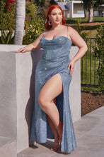Load image into Gallery viewer, Glamour Corset Top Glitter Fabric Prom Dress 740254ER-SmokeyBlue     LaDivine CD254  Cinderella Divine CD254