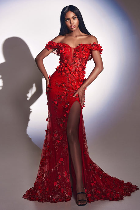 Megan Prom Gown Off Shoulder Dress 7402164TRR-Red