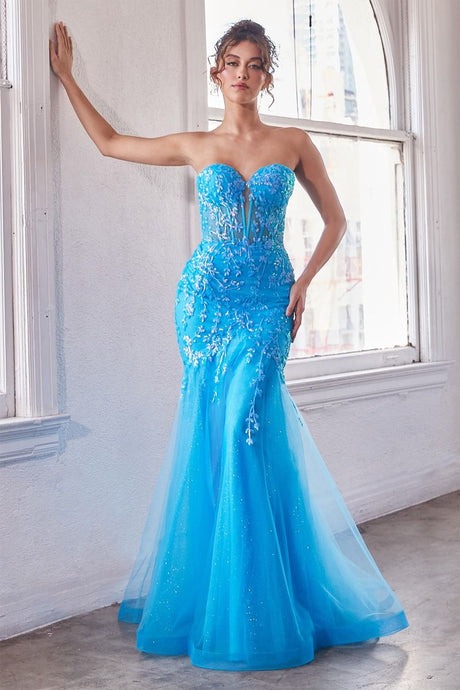 Raquel Prom Dress Strapless Mermaid  740139TIK-OceanBlue  LaDivine CB139 Cinderella Divine  CB139