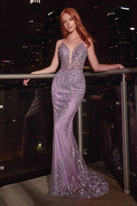 Alana Prom Dress Glittering Mermaid Corset Gown COC007THR-Violet