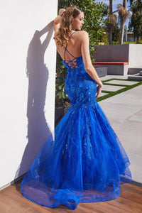 Amour Floral Applique Mermaid Prom Dress 740328TKR-Royal Cinderella Divine CM328