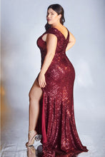 Load image into Gallery viewer, Aria Prom Dress Sequin Fitted V Neckline C-198AI-Burgundy