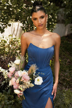 Load image into Gallery viewer, Asta Corset Top Off the Shoulder Satin Gown 7407484XR-SoftNavy