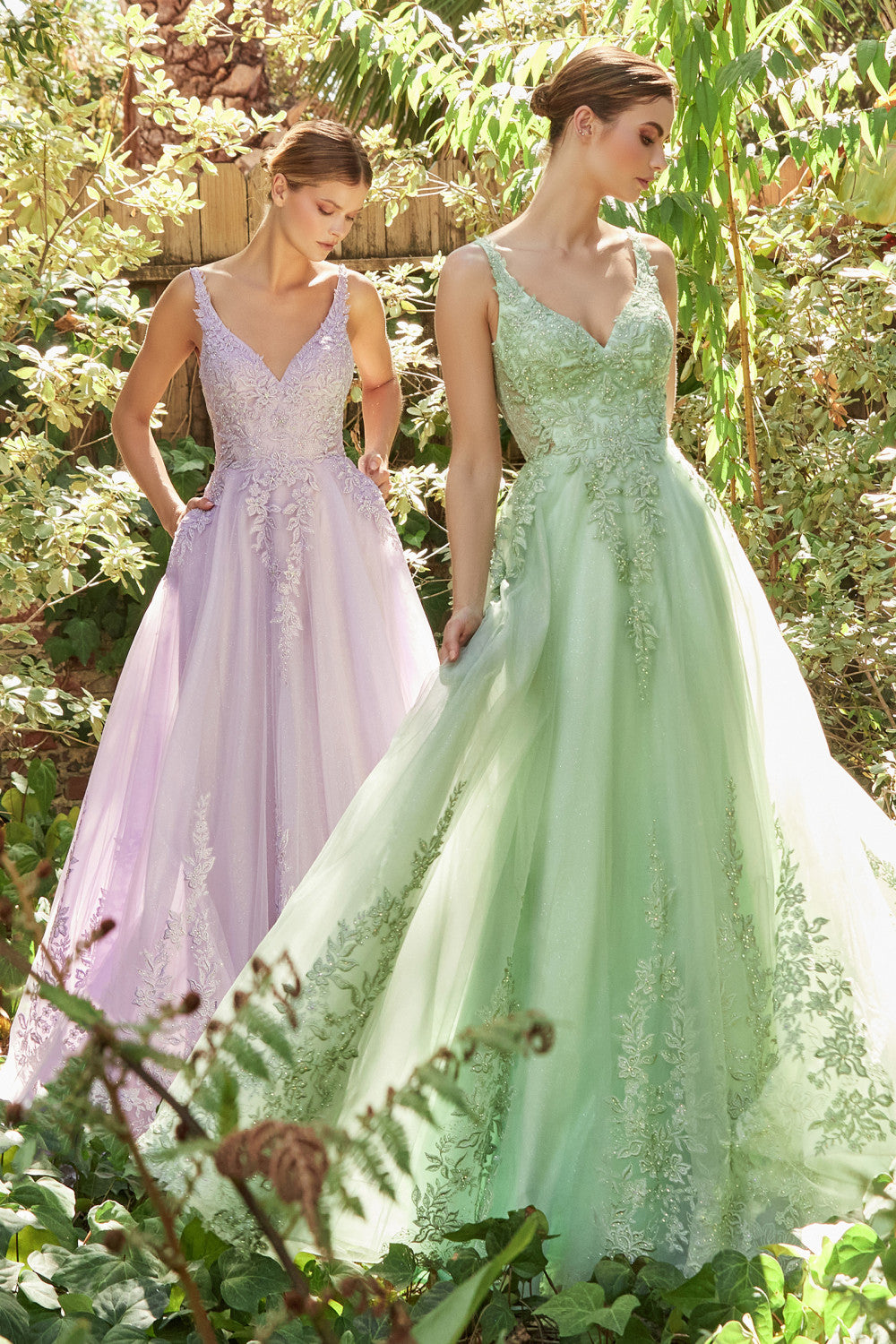Audrina Lace Top Tulle Ballgown Prom Dress 6201125HIR-SageGreen