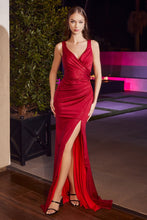 Load image into Gallery viewer, Barri Glitter Stretch Fitted Prom Dress 7404003KR-Burgundy