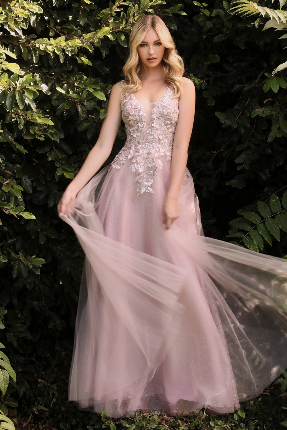 Charm Lace Bodice Tulle Skirt Prom Dress C409TTR-Mauve