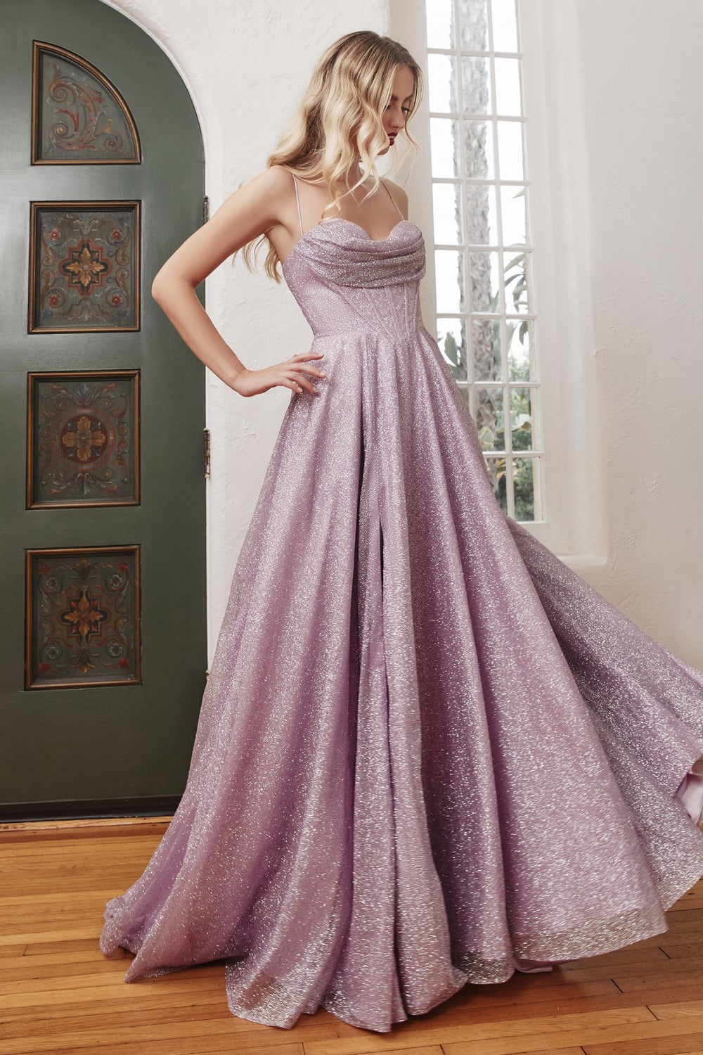 Glamour Corset Top Glitter Fabric Prom Dress 740254ER-Royal LaDivine C –  PromDiva