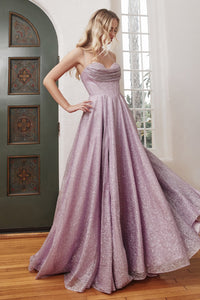 Chrissy Corset Top Glitter Fabric Ballgown Prom Dress 740252ER-Lavender