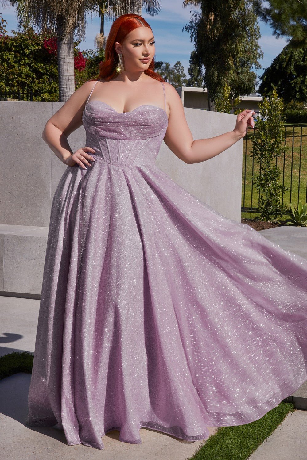 Shawna Prom Dress Mermaid with Corset look bodice 740810AR-Lavender  LaDivine J810 Cinderella Divine J810