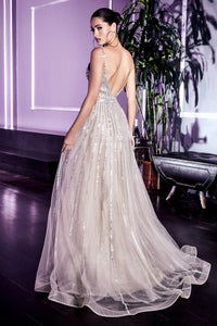 Connie Prom Gown Sparkling Embellished Ballgown C940TKR-Platinum
