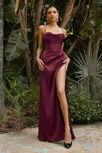 Load image into Gallery viewer, Daneesha Corset Top Satin Prom Dress C7483AR-Burgundy