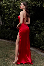 Load image into Gallery viewer, Daneesha Corset Top Satin Prom Dress C7483AR-Red LaDivine 7483