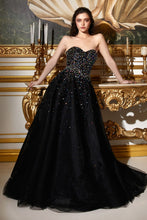 Load image into Gallery viewer, Davante Strapless Ballgown with Jewel Accents Prom Gown 740114ER-Black Cinderella Divine CB114