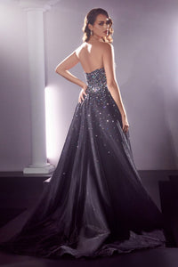 Davante Strapless Ballgown with Jewel Accents Prom Gown 740114ER-Black Cinderella Divine CB114