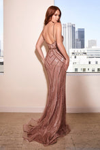 Load image into Gallery viewer, Deco Formal Dress Beaded Fitted Flared Gown C969TWR-RoseGold