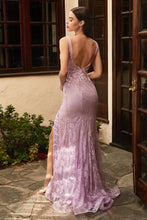 Load image into Gallery viewer, Enchanted Prom Gown Lace with Front Slit CD967TIR-Lavender