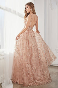 Esme Prom Dress Glitter Embellished Lace Gown C32TRR-RoseGold