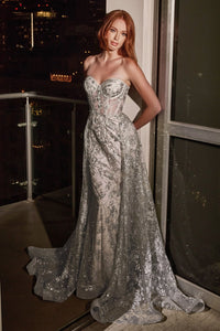 Eva Prom Gown Strapless Corset Bodice Tulle Skirt 74046TIR-Silver