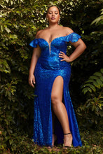 Load image into Gallery viewer, Evan Sequin Off the Shoulder Prom Dress C167TRR-Royal