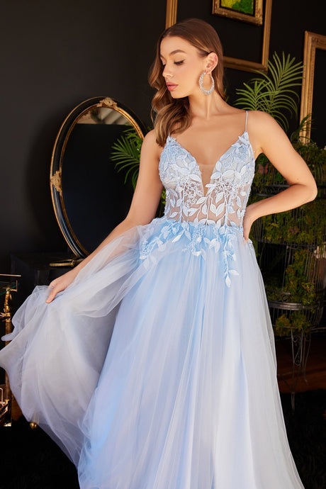 First Kiss Layered Tulle A-line Prom Gown 7402214TRR-Blue