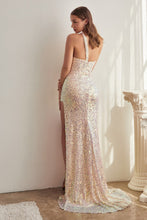 Load image into Gallery viewer, Fever One Shoulder Fitted Sequin Prom Dress 740140TRR-OpalBlush
