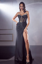 Load image into Gallery viewer, Fierce Sheer Corset Top Prom Dress 740423TRR-Black LaDivine CDS423 Cinderella Divine CDS423